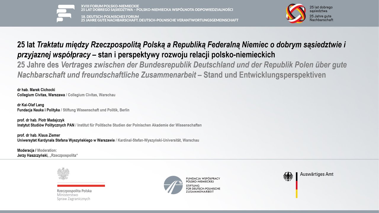 18. Deutsch-Polnisches Forum – 25 Jahre des Vertrages zwischen Deutschland und Polen – 19.04.2016 – DE